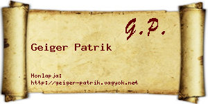 Geiger Patrik névjegykártya